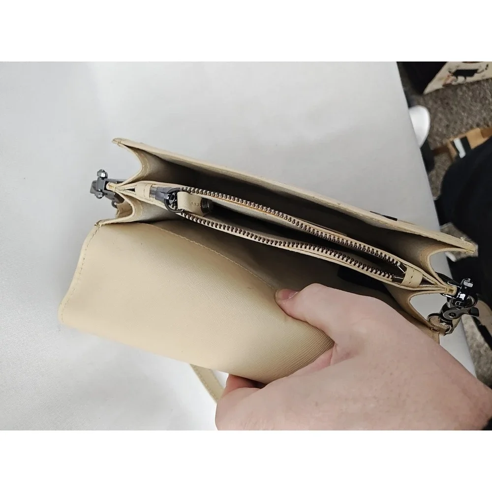 Botkier Handbag Medium Taupe Cream  Crosstown‎ Leather Hobo Bag Purse